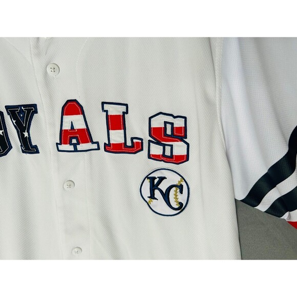 KC Royals USA Memorial Day-White Jersey Size XL w/Red,White & Blue Lettering EUC - Picture 2 of 6